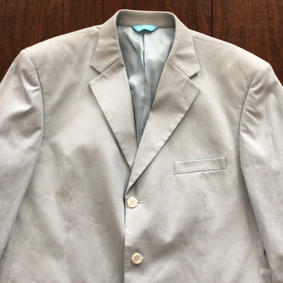 REFLECTIONS 2-Piece Costal Beach Cotton Blend Baby Blue Pinstripe Suit - Picture 3 of 13